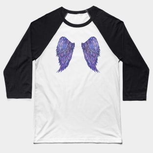 Purple Watercolour and Ink Angel Wings - Protected by Angels Baseball T-Shirt